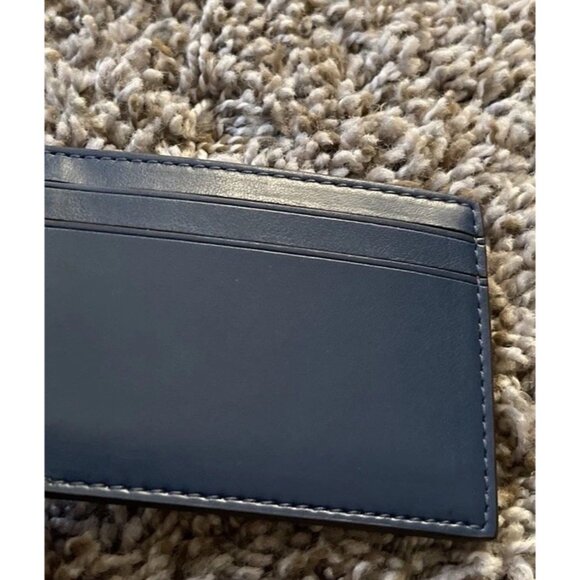 COACH Bi-fold Slim Card Case Signature Canvas Brown & Blue Insert For Wallet - Picture 11 of 14